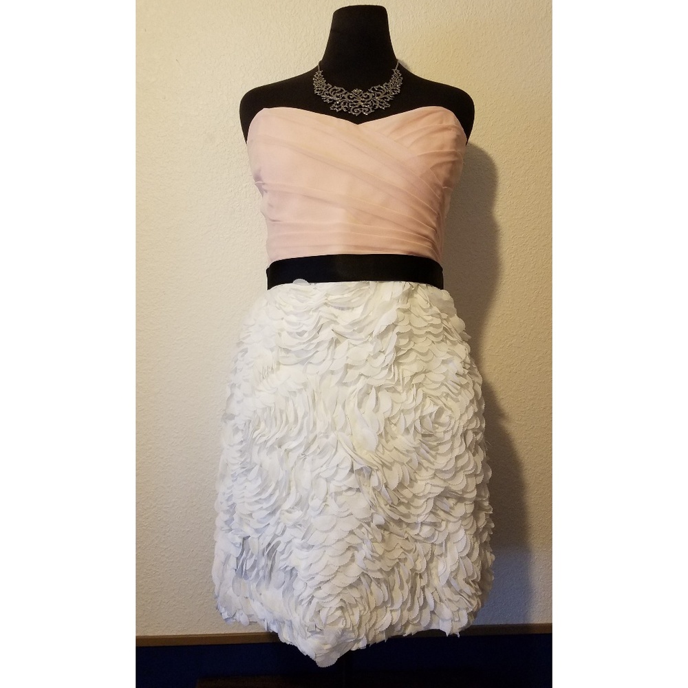 Strapless, petal bottom prom/bridesmaid dress